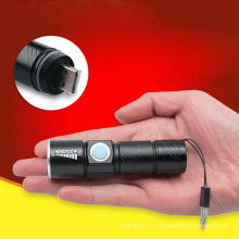 Mini bolsillo USB linterna zoom mini linterna recargable portátil de LED